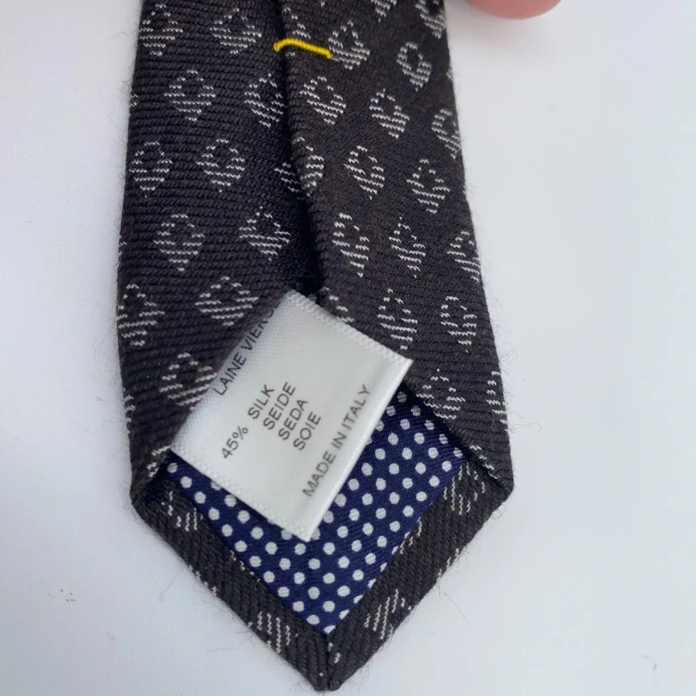 Eton Tie‎ Mens One Size Brown Patterned Silk Classic Luxury Necktie Italy Made